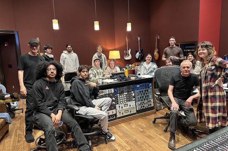 Class in recording studio